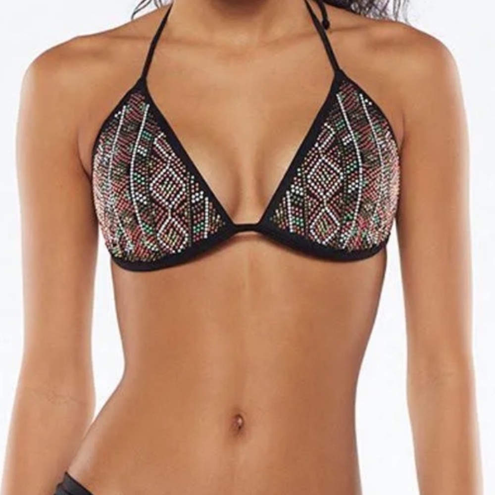 CANDIE’S NEW Women's Boho Beaded work on design Bikini Top